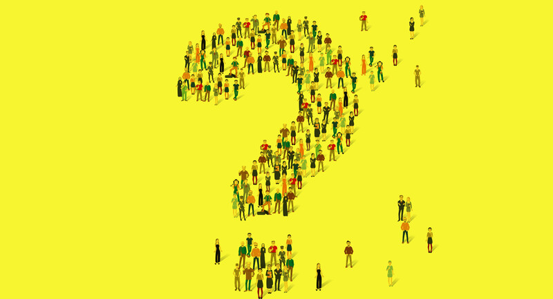 November 2021 School Tool header image: An illustration of a group of people standing in the shape of a question mark