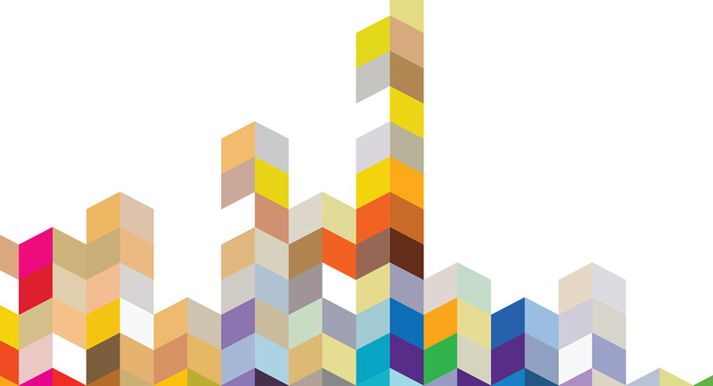 October 2021 Lyubansky thumbnail image: Graphic illustration of stacked multicolor shapes. 