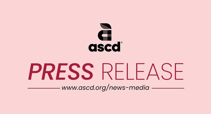 ASCD Press Release text and association logo on pink background.