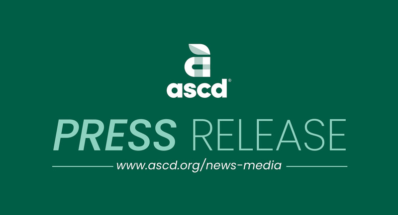 ASCD Press Release text and association logo on dark green background.