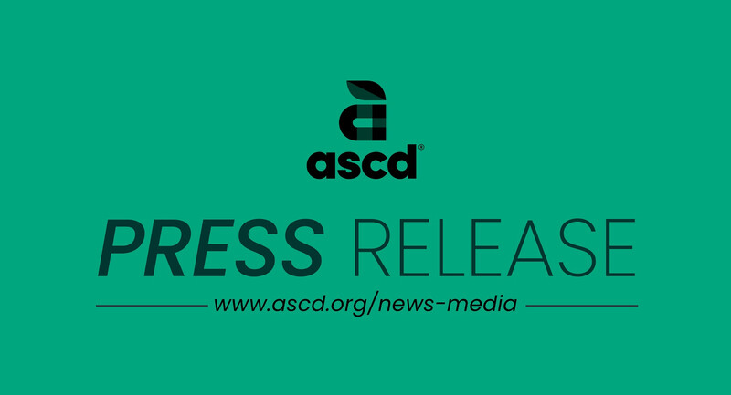 ASCD Press Release text and association logo on medium green background.