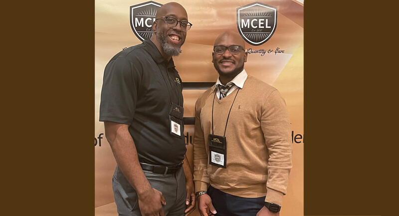 Dwayne Chism (left) and Javan Childs at the 2023 Men of Color in Educational Leadership National Convening.