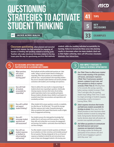 Book banner image for Questioning Strategies to Activate Student Thinking
